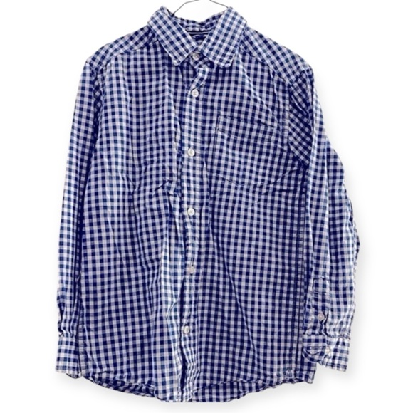Children’s Place Boys Checkered Button Down Long‎ Sleeve Sz M7-8 - Picture 1 of 4